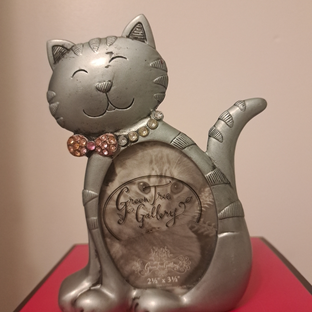 Green Tree Gallery Silver Cat Photo Frame